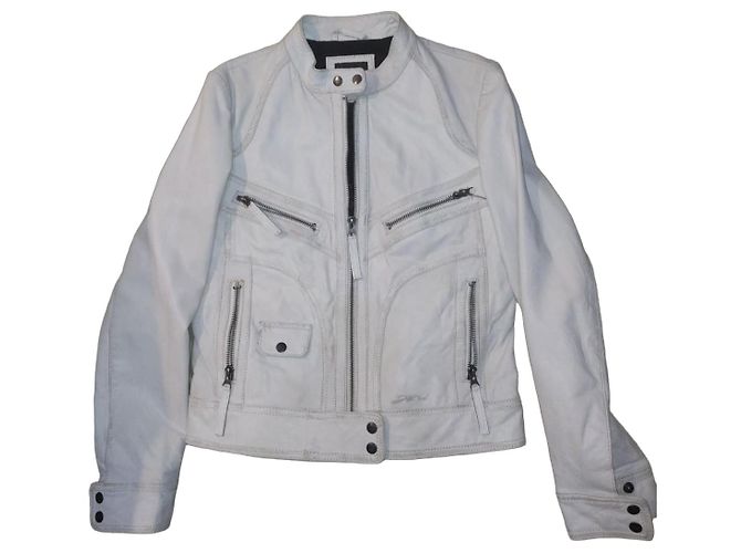 Redskins Chaqueta de cuero blanca Blanco