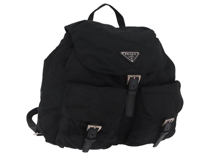 Rucksack PRADA Nylon Schwarz Silber Auth 185957