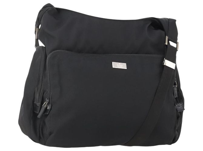 Borsa a tracolla GUCCI Tela Nera Argento 019 0304 Auth bs35389 Nero