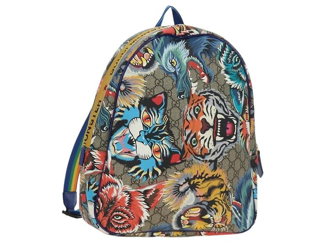 Rucksack GUCCI PVC Beige Silber 501976 Auth 185915SM