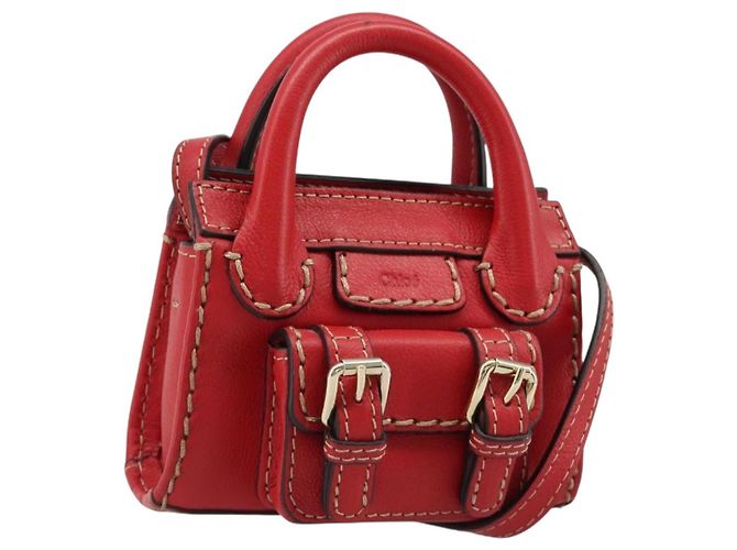 Chloé Bolso Chloe de cuero 2way Rojo Oro Auth BA13481A Roja Dorado