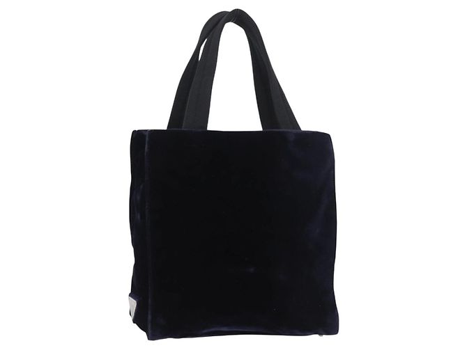 PRADA Handtasche Samt Marineblau Silber Authentisch 187785A