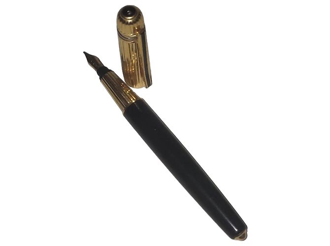 Stylo Plume Cartier Or et Laque Noire Doré