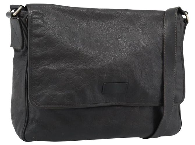 Borsa a tracolla GUCCI GG Canvas Guccissima Pelle Nera e Oro 223665 Auth ka4832 Nero D'oro