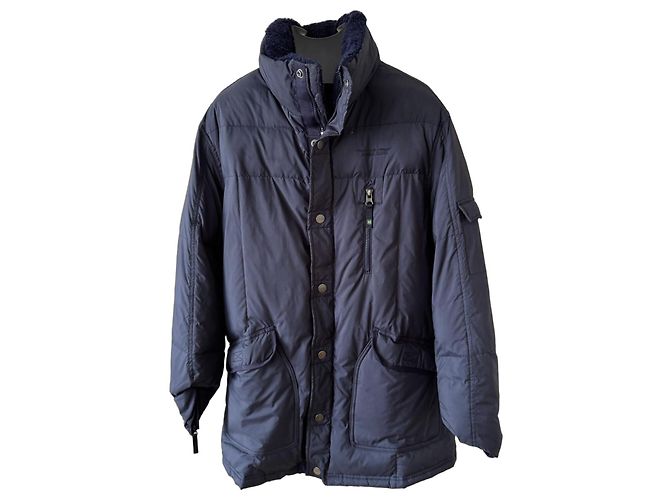 Armani Jeans Navy Blue Puffer Jacket with Fur Collar