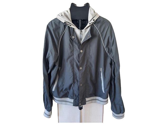 Armani Jeans Chaqueta Bomber con Capucha Gris