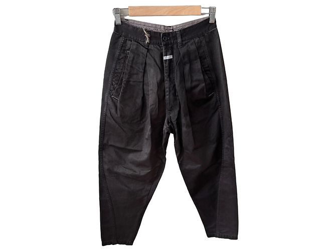 Autre Marque Marithé François Girbaud Pantalones de algodón plisado negros