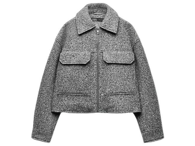 Zara Grey Wool Blend Short Jacket