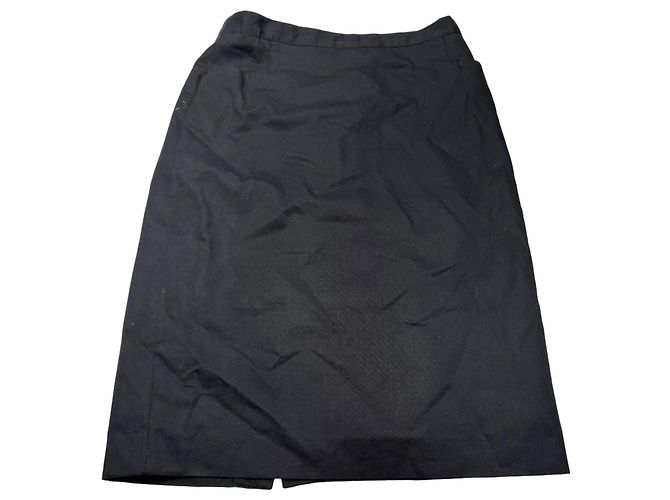 Burberry Gonna al ginocchio in misto cotone nero