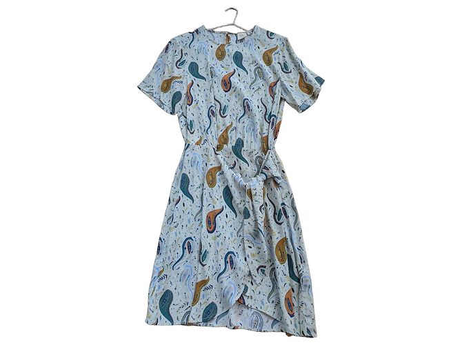 Autre Marque Marie Sixtine Sommerkleid mit Paisley-Print Weiß Mehrfarben