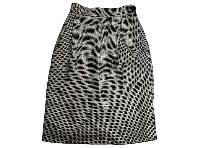 Emanuel Ungaro Ungaro Solo Donna Paris Patterned Wool Skirt Black White
