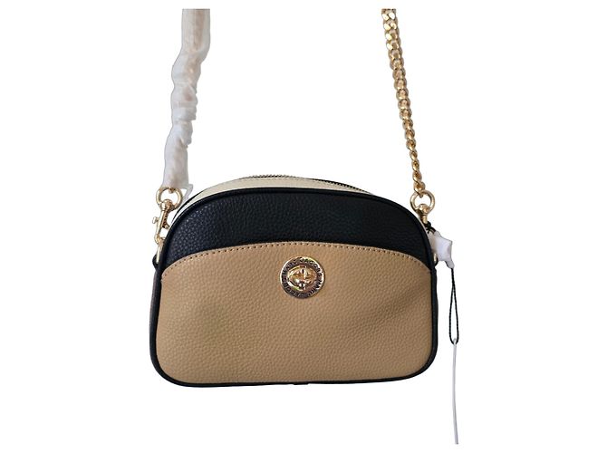 Marc Jacobs Signet Turnlock Multi-Color Leather Camera Bag Brown Black Beige Light brown Gold hardware