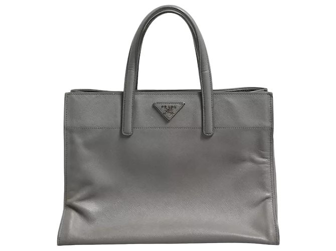 Prada Sac Cabas en Cuir Saffiano Gris