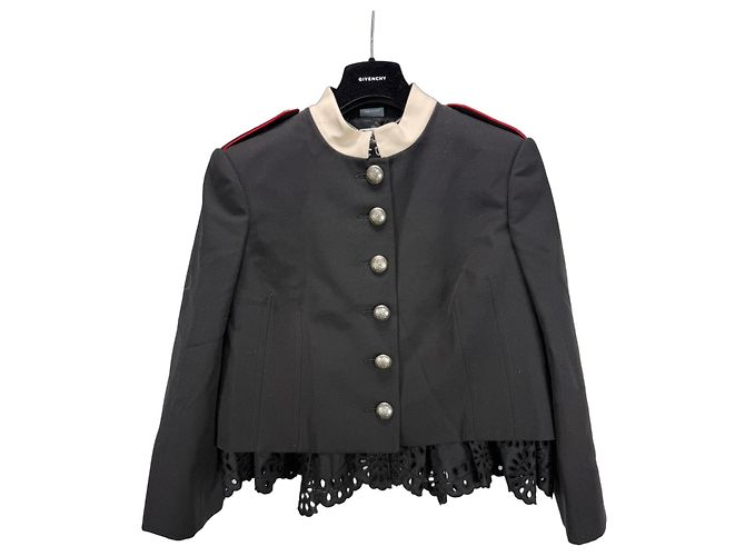 Alexander McQueen Giacca Militare in Lana Nera Nero