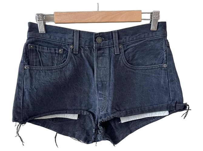 Short jeans Levi's 501 com laços xadrez Vermelho Verde Azul escuro