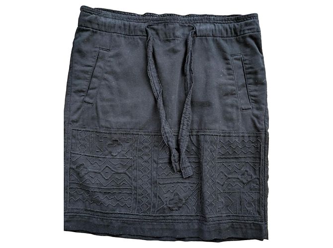 Ekyog Jupe en coton biologique noire brodée