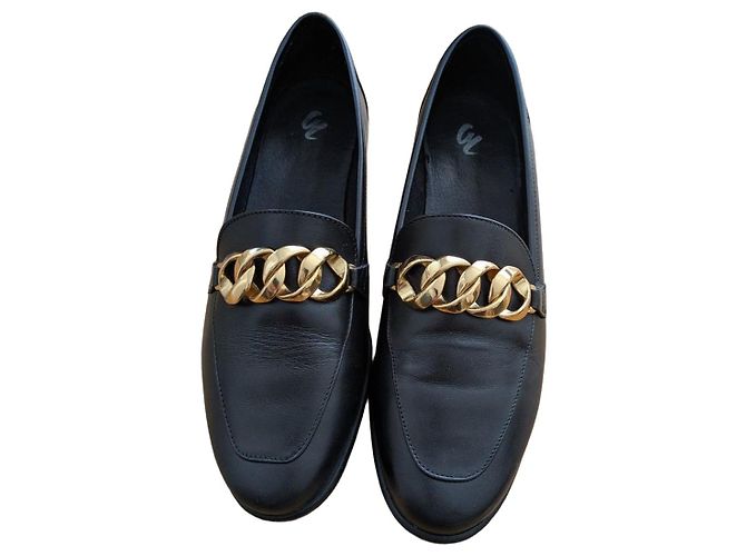 Autre Marque Galeries Lafayette Mocassini Pelle Nera Catena Oro Nero