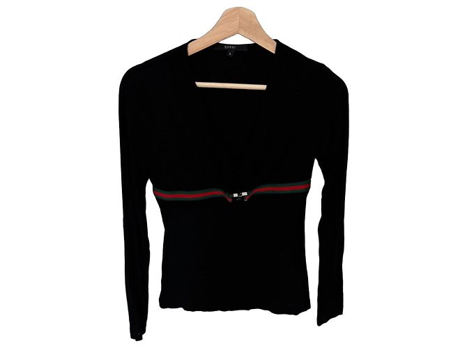 Gucci Top maniche lunghe banda Web - Nero