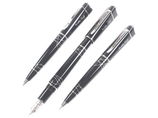 Set penna stilografica a tre pezzi Montblanc Jonathan Swift Nero Argento