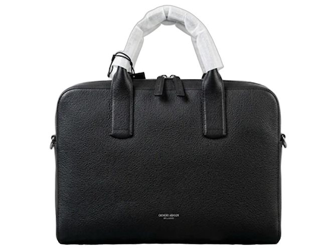 Giorgio Armani Pasta de Documentos em Couro Preto