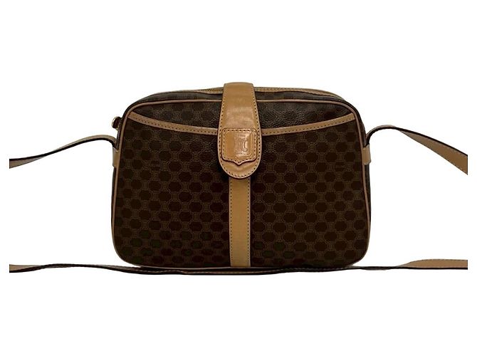 Céline CELINE Vintage Macadam Blazon Triomphe Logo Mini Shoulder Bag Brown
