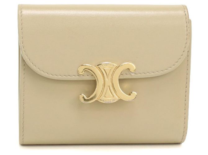 Portafoglio a tre pieghe Céline in beige