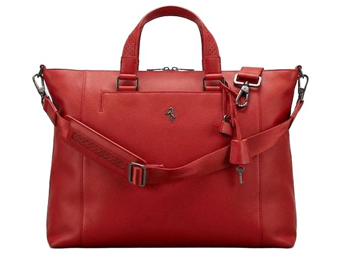 Autre Marque Ferrari rote Leder-Reisetasche