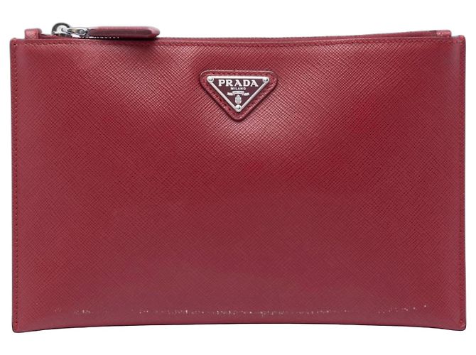 Pochette Prada Red Saffiano Rouge Bordeaux