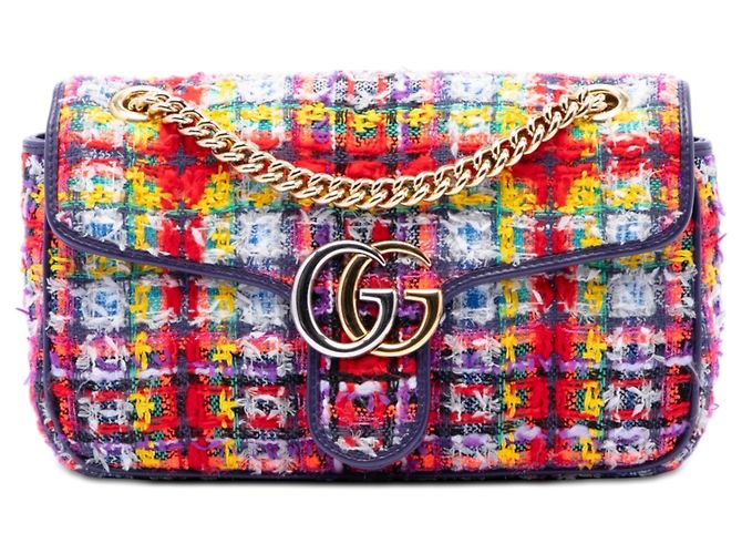 Borsa a tracolla Gucci Red Medium GG Marmont in tweed Rosso