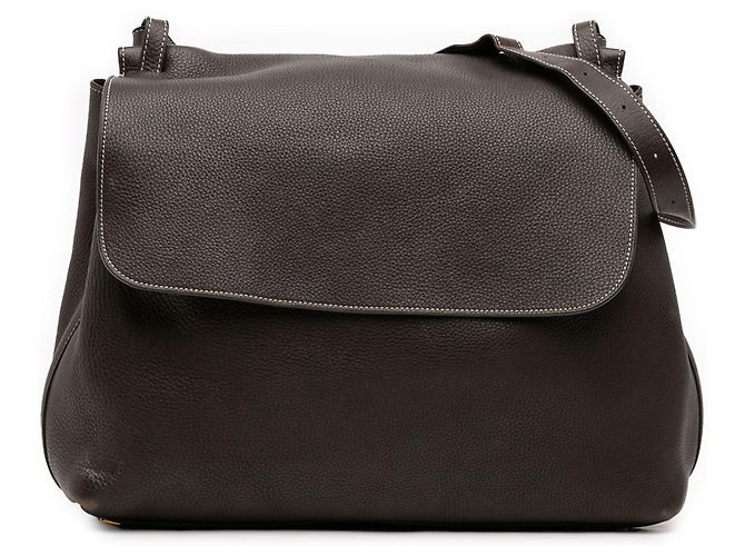 Borsa a tracolla in pelle marrone The Row Marrone scuro