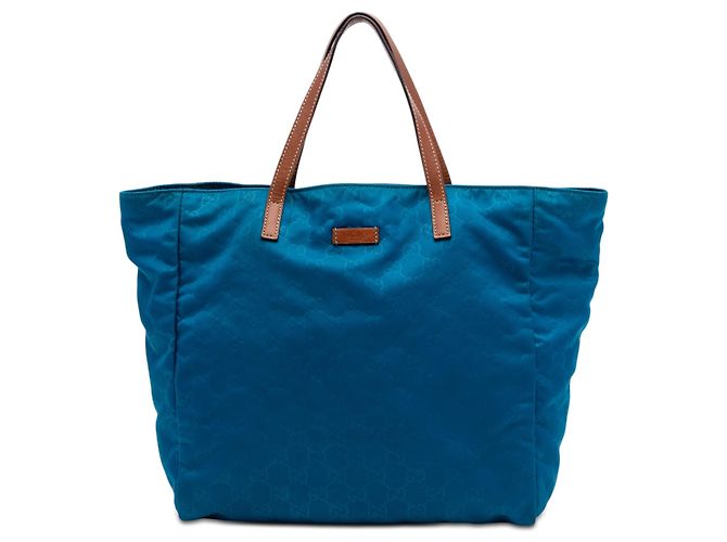 Gucci Blue GG Nylon Tote Blau