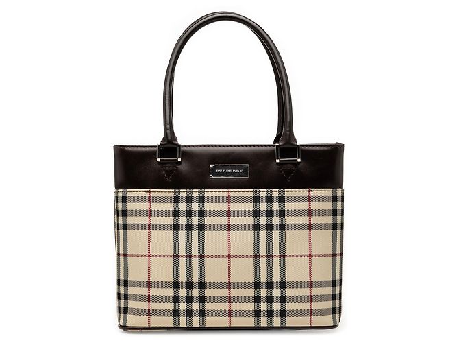 Burberry Beige House Check Canvas Handtasche