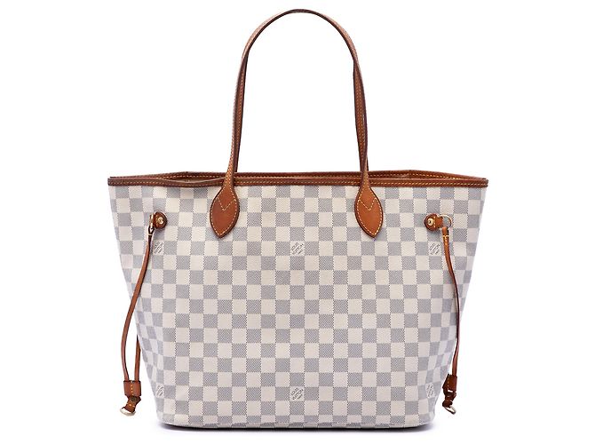 Louis Vuitton White Damier Azur Neverfull MM Bianco