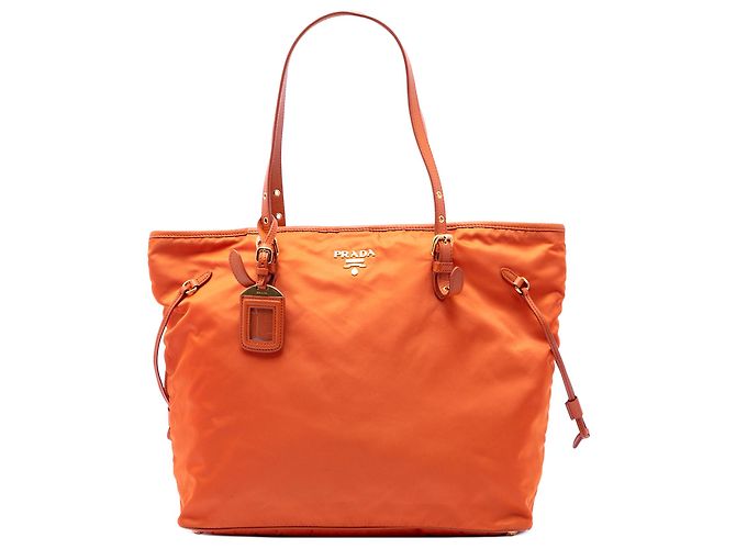 Tote em Tessuto com acabamento em Saffiano laranja Prada
