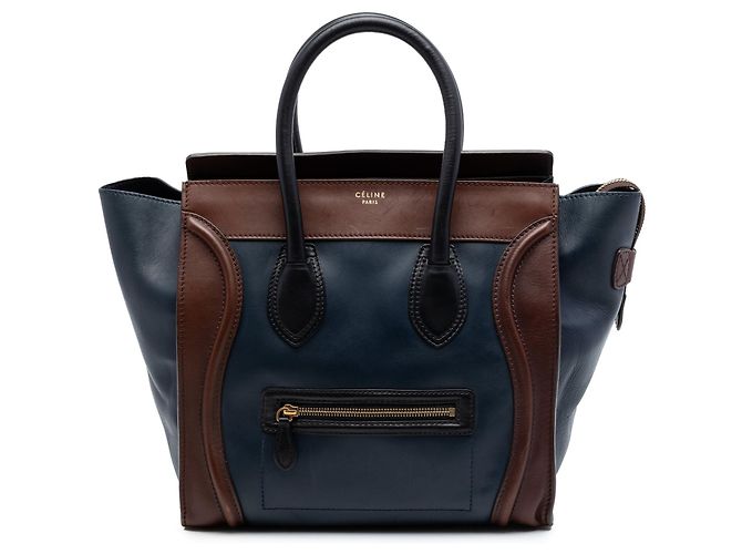 Luggage Céline Sac cabas Celine Blue Mini Tricolor en cuir Bleu Bleu Marine