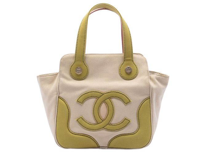 Bolso Chanel Brown CC Canvas Marshmallow Castaño Beige