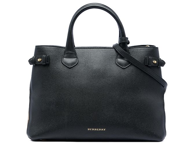 Borsa a tracolla Burberry Black Medium in pelle e House Check