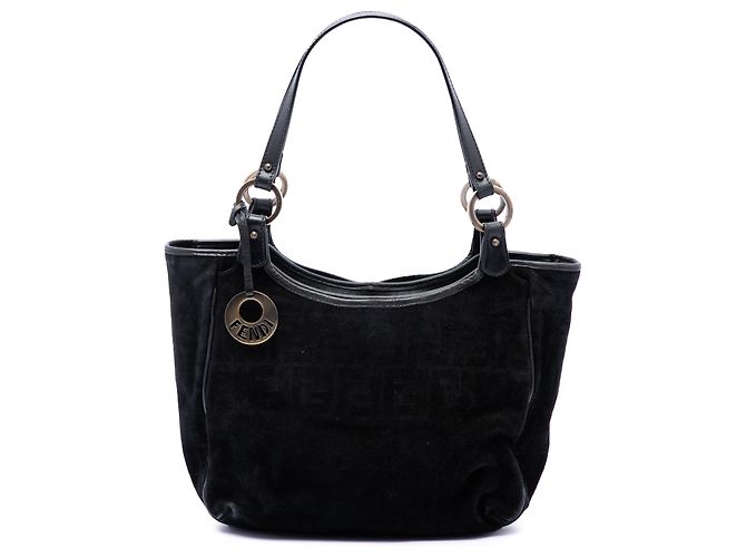 Fendi Black Zucca Suede Chef Tote