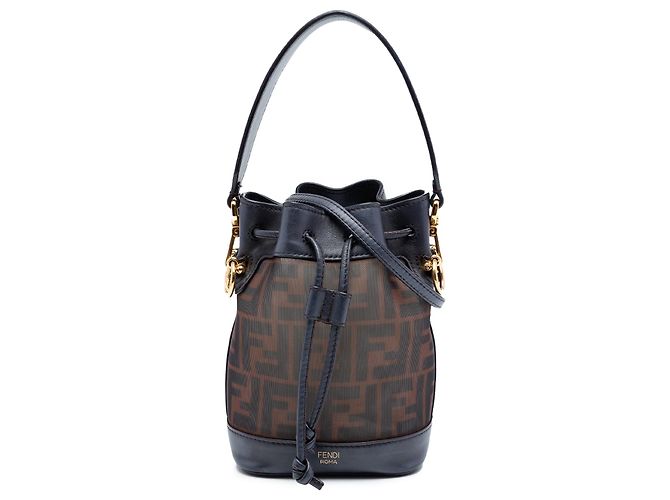 Fendi Borsa a secchiello Mini Zucca Mesh Mon Tresor marrone