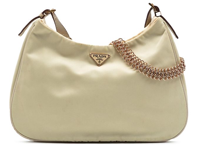 Borsa a tracolla con catena in Tessuto marrone Prada Beige