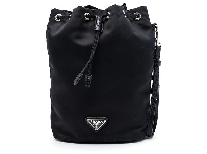 Pochette de cordón Tessuto negro Prada