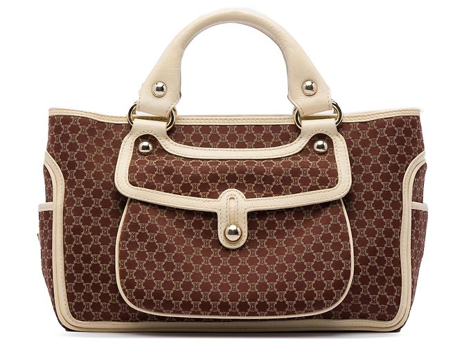 Céline Bolsa Boogie em lona Macadam marrom Celine Castanho escuro