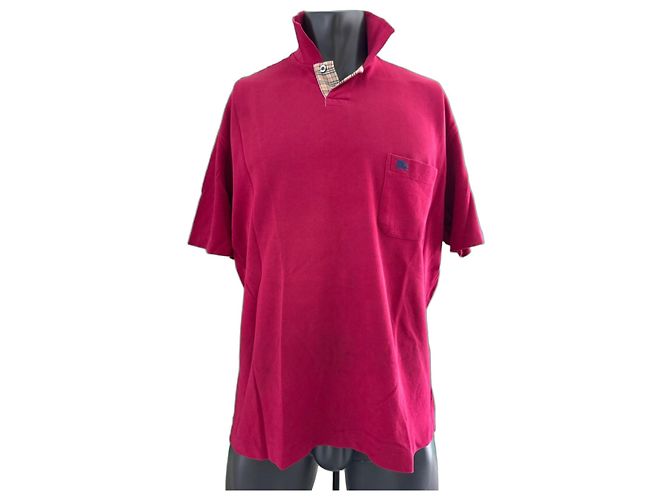 Polo Burberry Vermelho em Algodão com Detalhe Check