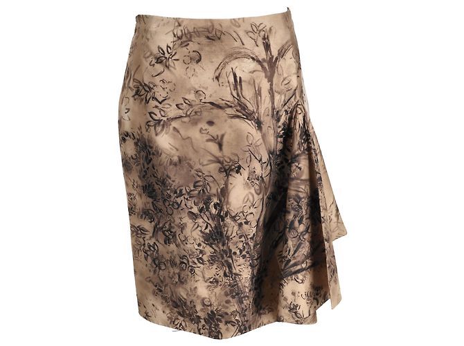 Autre Marque Saia midi estampada Valentino em seda castanha Marrom