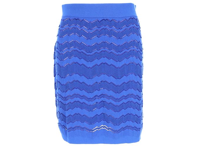 Mini saia Missoni com padrão zig-zag em viscose azul