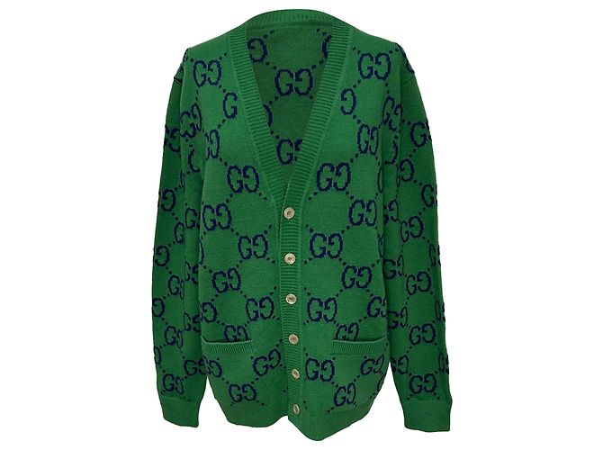 Gucci GG Strickjacke aus grüner Wolle