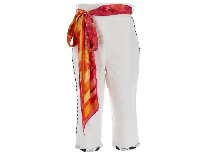 Zimmermann Belted Straight-Leg Cropped Pants in White Cotton