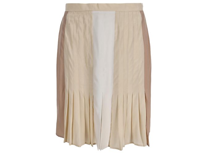 Stella Mc Cartney Stella McCartney Plisierter Rock aus beiger Seide