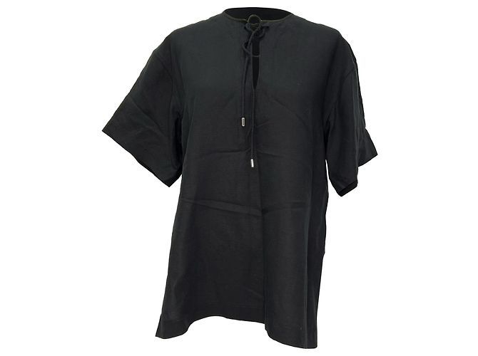 Camicia oversize fluida con fiocco in lyocell nero Totême