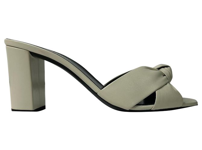 Saint Laurent Bianca Slide Sandals in White Leather